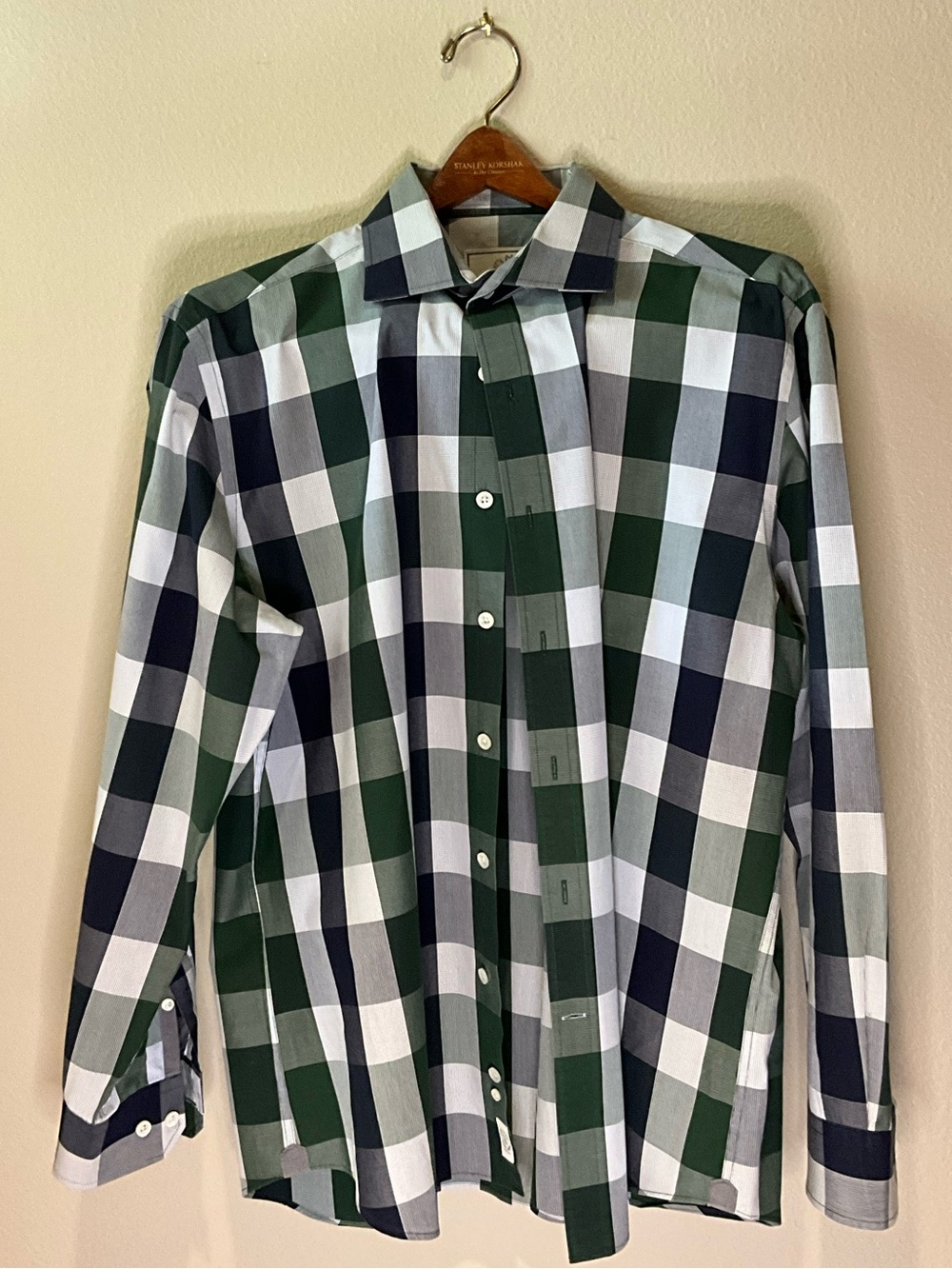 Todd Snyder Green, Navy & White Plaid Long-Sleeve Shirt